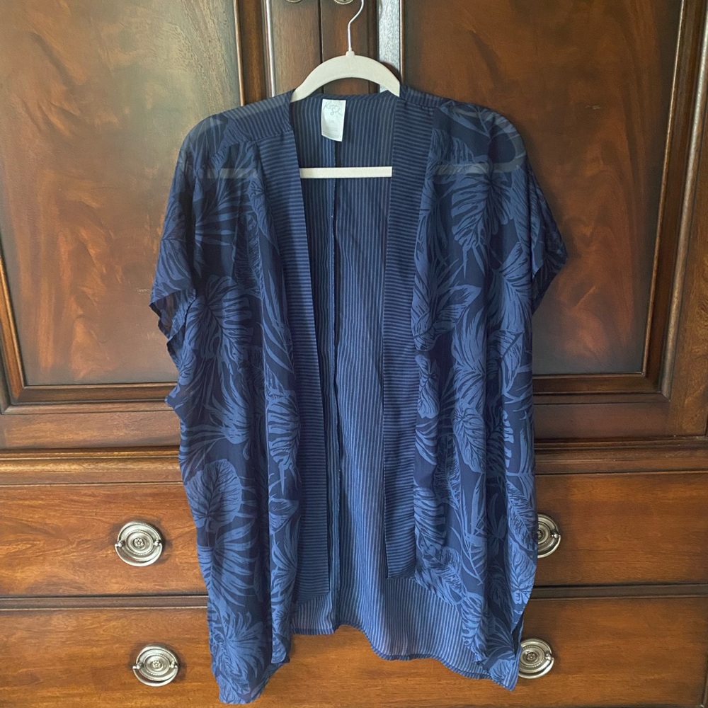 Kona Sol Striped Navy Cover Up